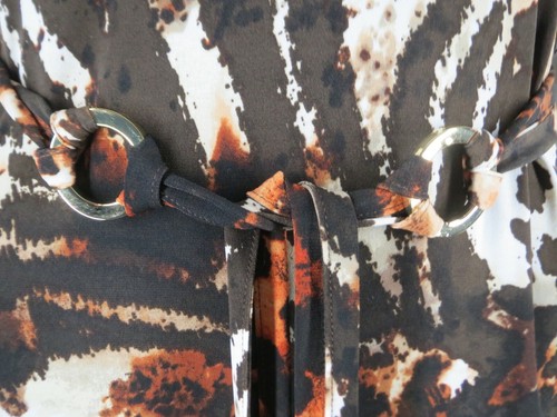 Vestido de Fiesta Cache NUEVO $138 Talla 6 S Marrón Leopardo Cinturón Cerradura Funda - Imagen 6 de 12