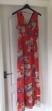 QUIZ Red Floral Chiffon Dress Size UK 8