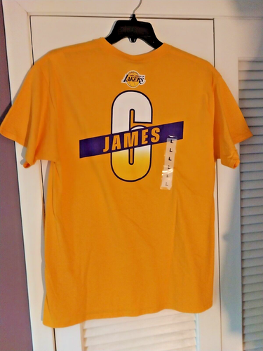 Los Angeles Lakers NBA (Lebron James #6) Yellow t-shirt SZ-Large (New With Tags) - Picture 6 of 7