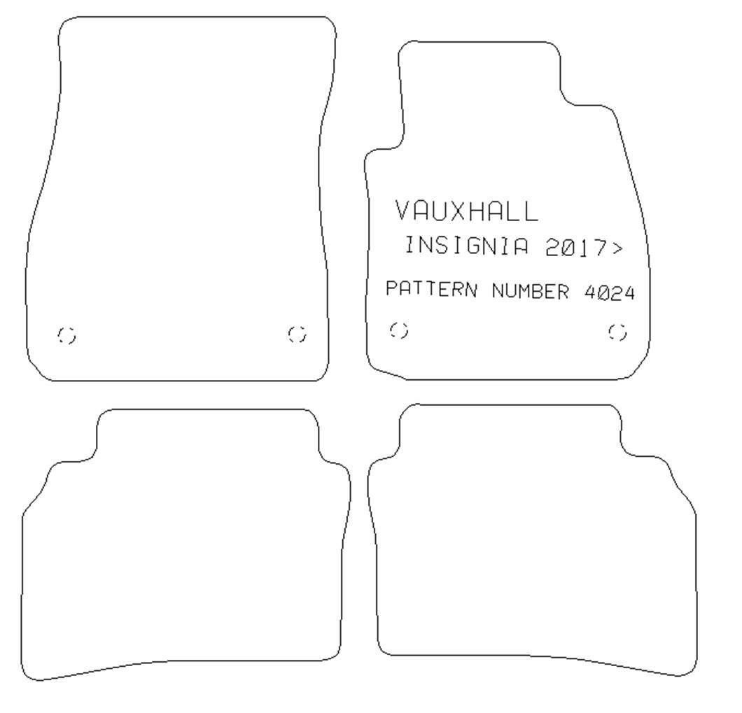 Car Mats for Vauxhall Insignia 2017 on Tailored Black Carpet White Trim