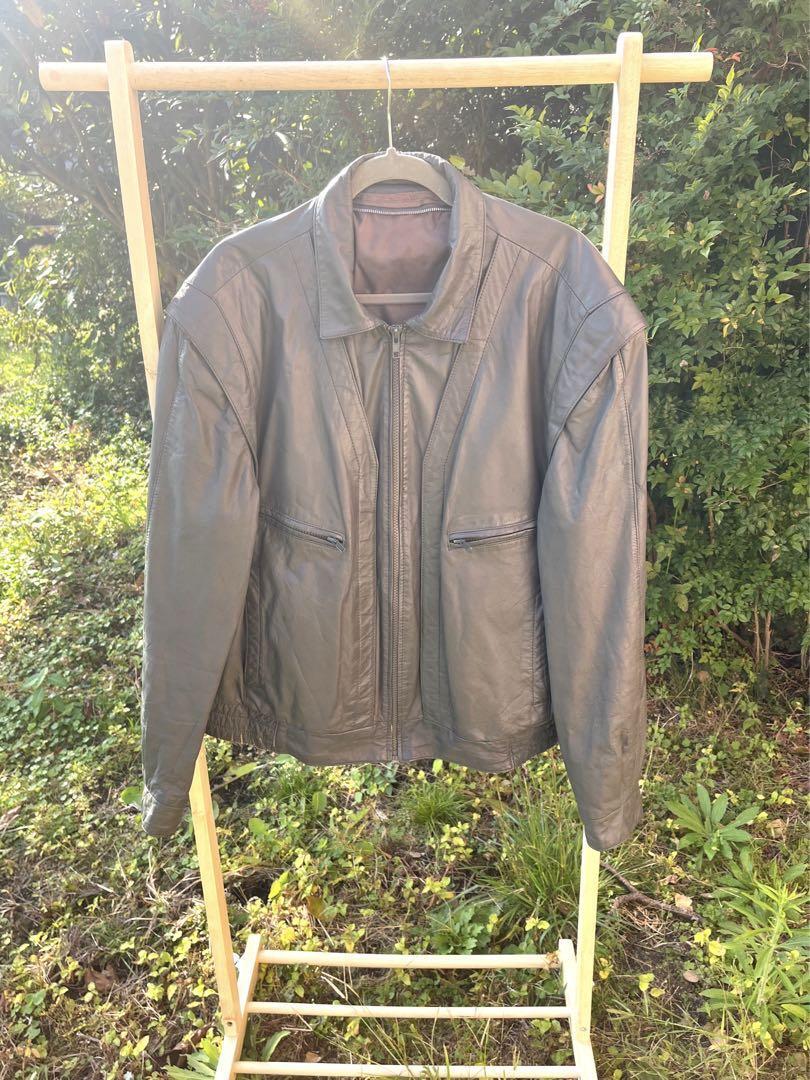 Y2K Leather Riders Jacket, Size M, Simple Style, Used, City Boy Fashion