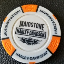 MAIDSTONE HD ~KENT, ENGLAND (Gray/Orange) International Harley Poker Chip  