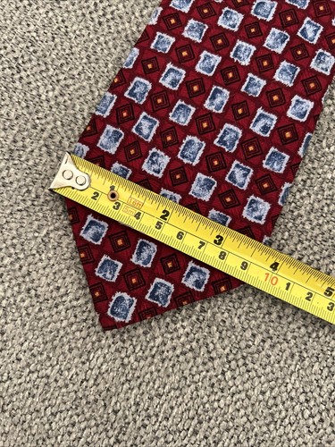 Corbata Canali Roja Azul Geométrica Seda Hecha en Italia - Imagen 7 de 9