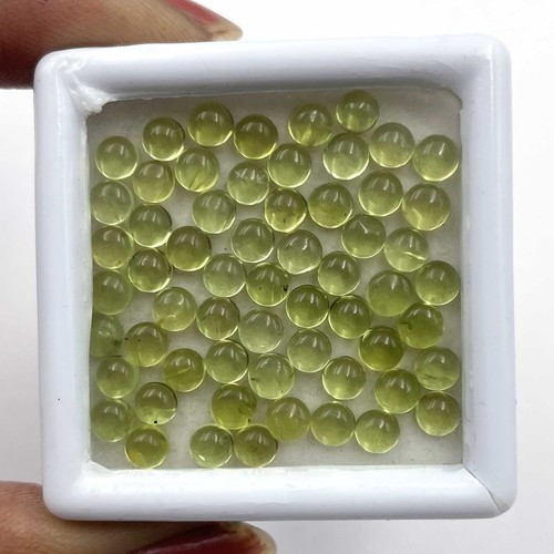 Natural Peridot Round Cabochon Loose Gemstone Lot 100 Pcs 4 mm - Picture 5 of 6