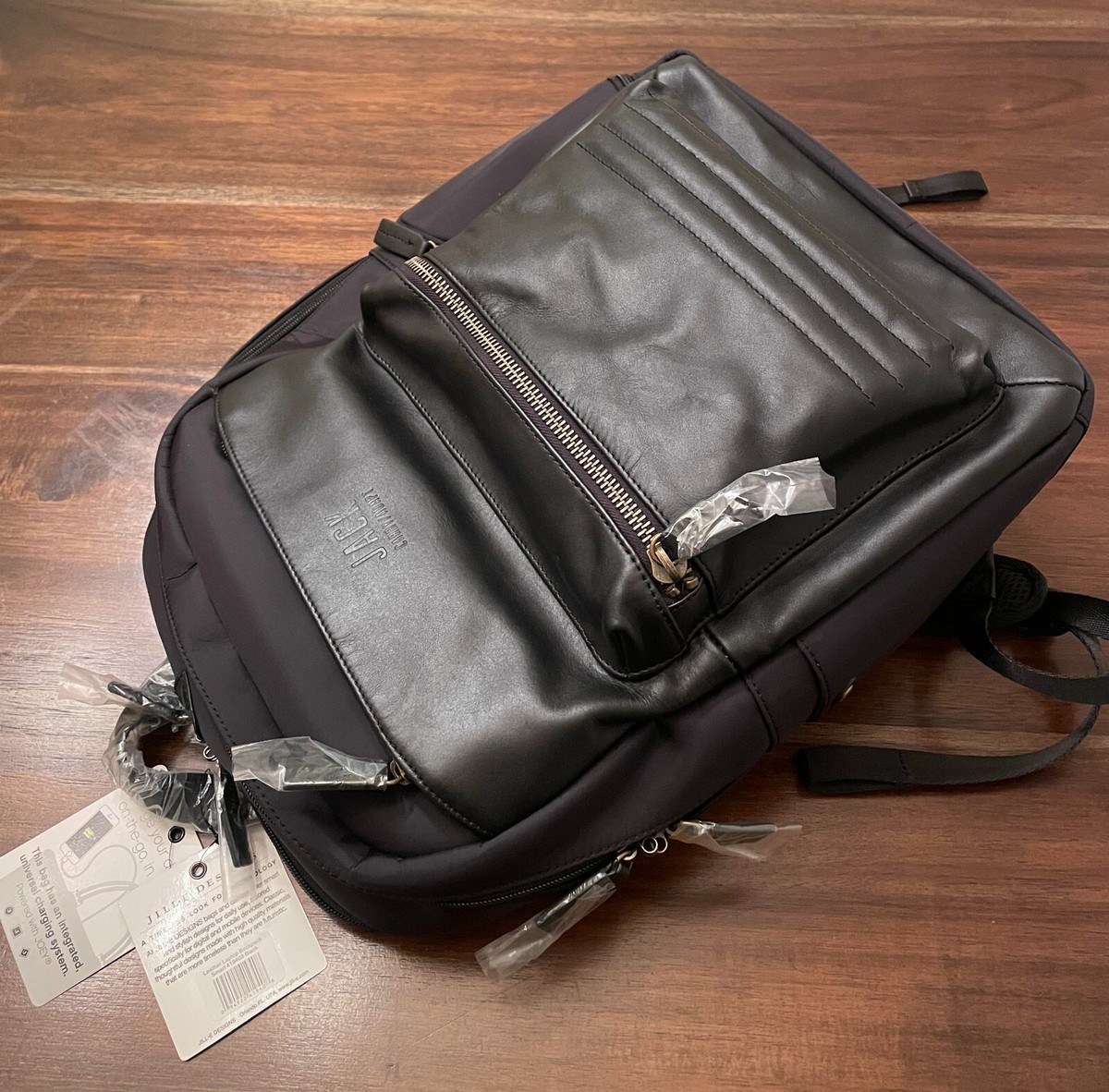 Jill-E Designs JACK Smart Leather Laptop Backpack (Black