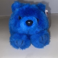 Swibco Puffkins 4in Skylar Royal Blue Teddy Bear 1998 Ball Character Hang Tag