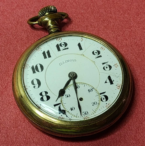 Antique 21J Illinois Pocket Watch For Parts/Repair