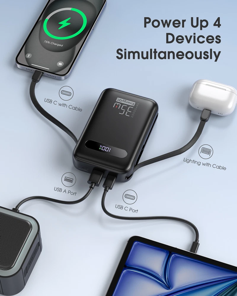 20000mAh 35W PD Fast Charging Power Bank for iPhone QC 4.0 Portable