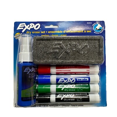 EXPO Low Odor Dry Erase Marker Starter Set, Chisel Tip, Assorted, Whiteboard Er