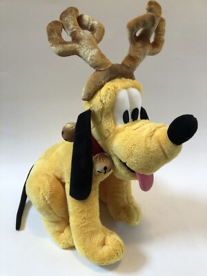 Disney Store Exclusive Pluto Dog Reindeer Jingle Bells Red Collar