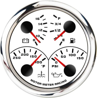 #ad W PRO 85mm 4 IN 1 Multi Function Water Temp °F Oil Pressure PSI Fuel Level Volt $63.64