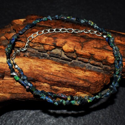 Black Ethiopian Opal Most Brilliant Ever 32.00 Cts Beaded Necklace VK 16  E670