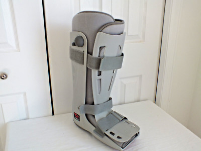 Breg full shell walker medical boot Genises size L 3 strap tall Air pump Gray