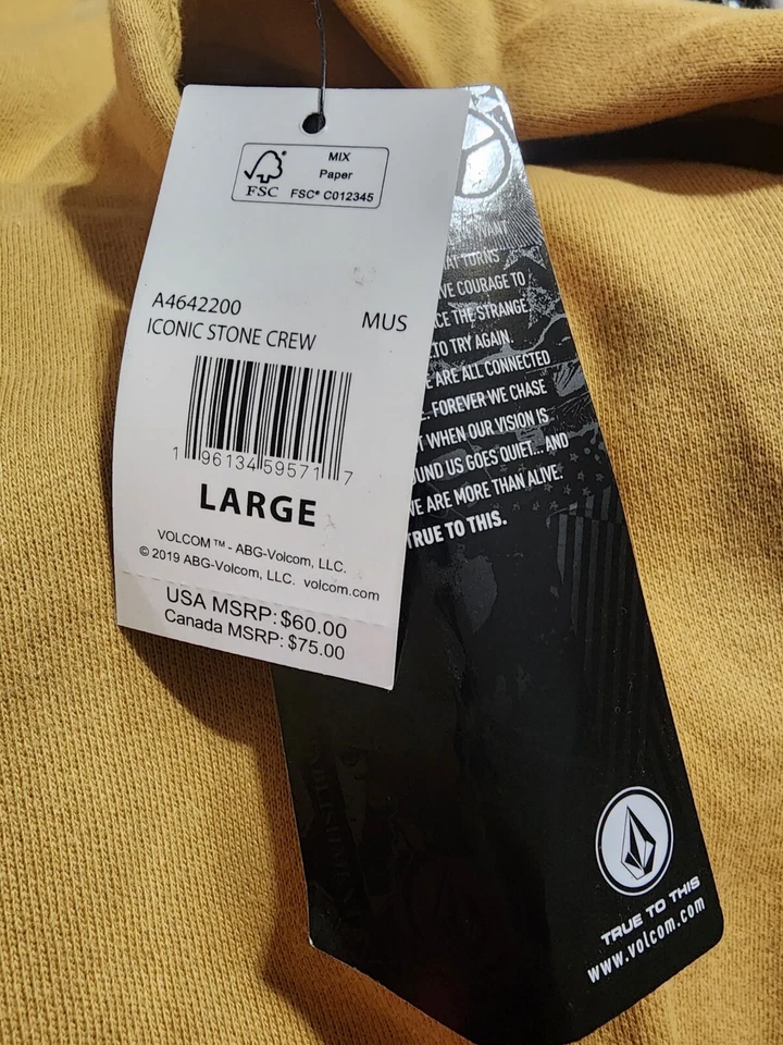 NWT! Volcom Sweatshirt Iconic Stone Crew, size Large - Image 3 of 4