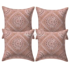 Bohemian Cotton Throw Pillow Covers Set Of 4 Embroidered 40x40 Mirrored Cushion
