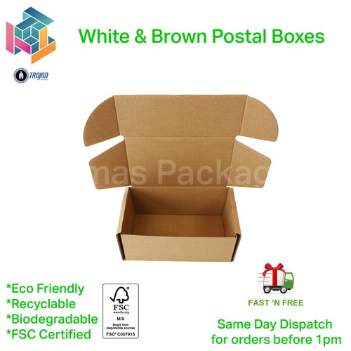 **New sizes** Trojan Cardboard Postal Boxes Gift Mailing Small Parcel Fold Up - Picture 6 of 40