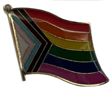 Pack of 6 Progress Pride LGBTQIA Wavy Flag Motorcycle Hat Cap lapel Pin