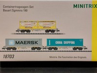 Minitrix 18703 3Tlgcontainertragwagen-Set Sgmmns 190 Der Aae Ep. Vi, Trix Spur N