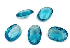 6 Vintage Brilliant Cut Glass Aquamarine 18x13mm. Oval Unfoiled Gem Jewels T975