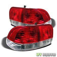 For 1996-1998 Honda Civic 4dr Sedan Red Clear Tail Lights Brake Lamps Leftright