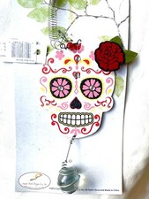 "Día de Muertos Metal Vidrio Colgante Hinchable Decoración Halloween Puesta de Sol Vista 7x4.25"""