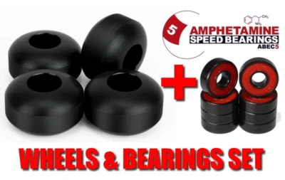 MARKENLOS, AMPHETAMINE BEARINGS Blank Skate Wheels / Skateboard Rollen Black + Amphetamine Bearings SET / Wheels