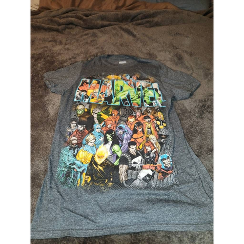 Marvel Mens Superhero Characters Graphic T-Shirt Gray Short Sleeve Crew Logo S - Picture 5 of 6