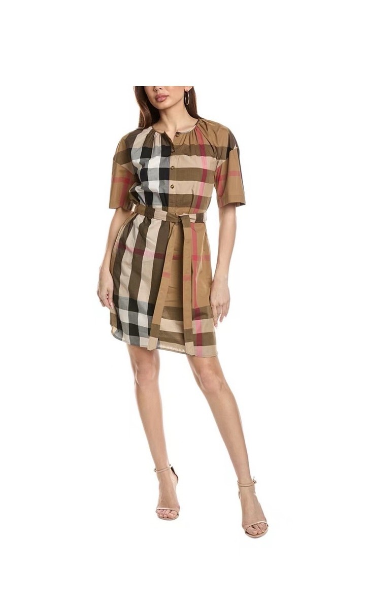 Burberry Classic Check Details Button Down Women Dress US 6