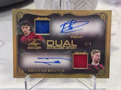 2022 Leaf Ultimate Kevin de Bruyne & Pedro Dual Game-Used Jersey /4 Auto