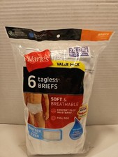 Hanes Men's 6-Pack Tagless Briefs 2XL Breathable Value Pack Full Rise White NWT