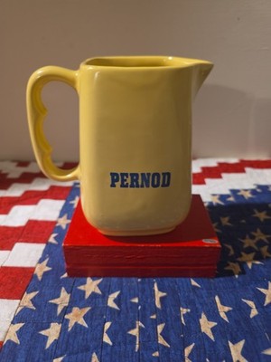 Vtg PERNOD Pitcher French Bar Pitcher w/ Rare Hand Grip 1960s Angular Design