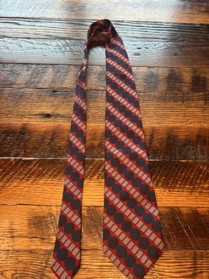 Andhurst Men's Red Blue White Geometric Silk Woven Tie Pointed w/ Logo
