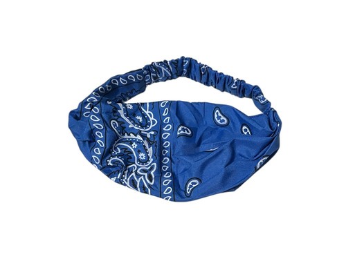 Blue Paisley Wide Headband Hair Accessory w/ Elastic Back - Picture 3 of 3