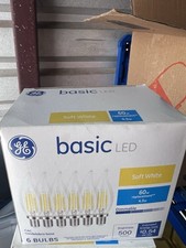 GE 60 Watt CAC Soft White Candelabra Base Dimmable LED Light Bulb 6 PACK