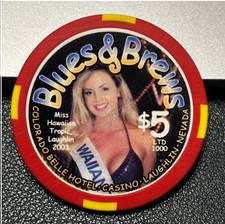 (NICE) $5 COLORADO BELL CASINO CHIP POKER CHIP BLUES AND BREWS 2003 LTD LE