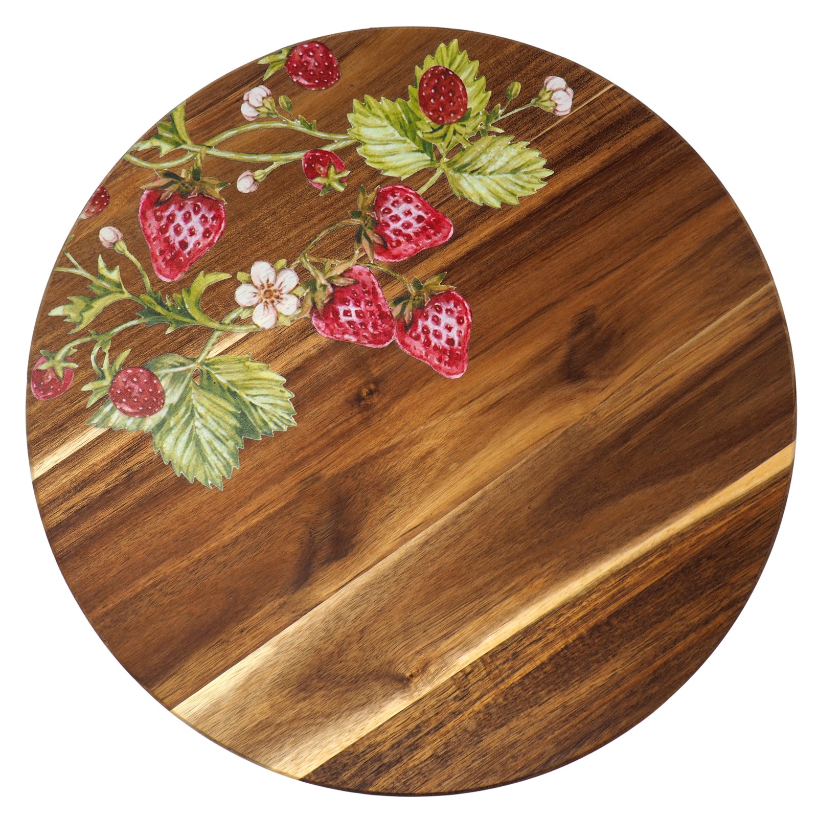 Wooden Lazy Susan Serving Board - Wooden Strawberry Design