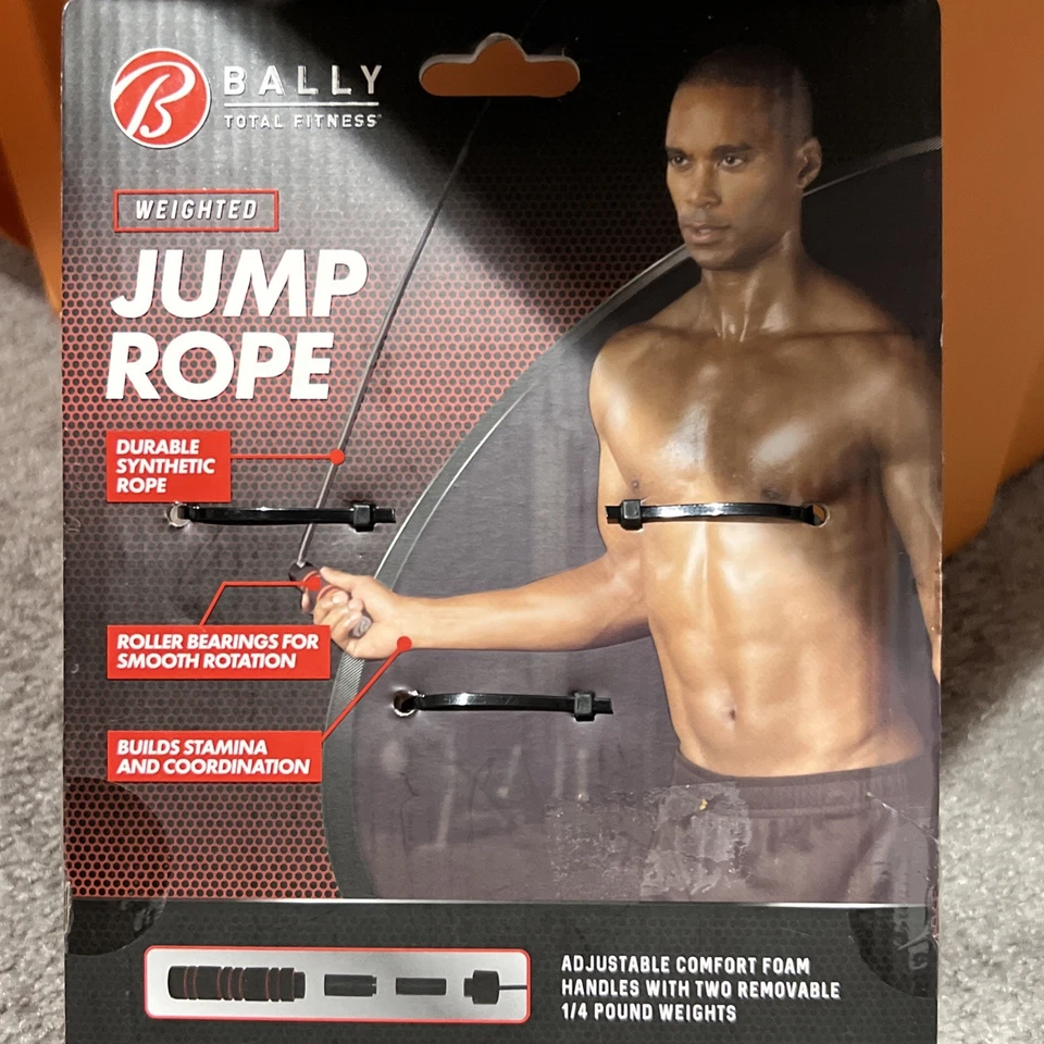 Cuerda de salto Bally Total Fitness con asas ponderadas 9 pies de longitud ajustable negra Foto 3 de 3