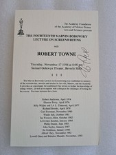Screenwriter Robert Towne's signature on Academy Arts Sciences Lecture 1994 doc.