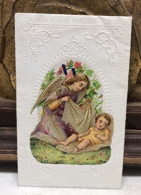 Embossed Envelope w/ Scrap of Angel Covering Baby - L1