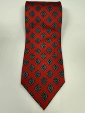 VTG Ferrell Reed 100% Silk Tie Red Green Geometric Mens Necktie EUC 60 1/2x3 5/8