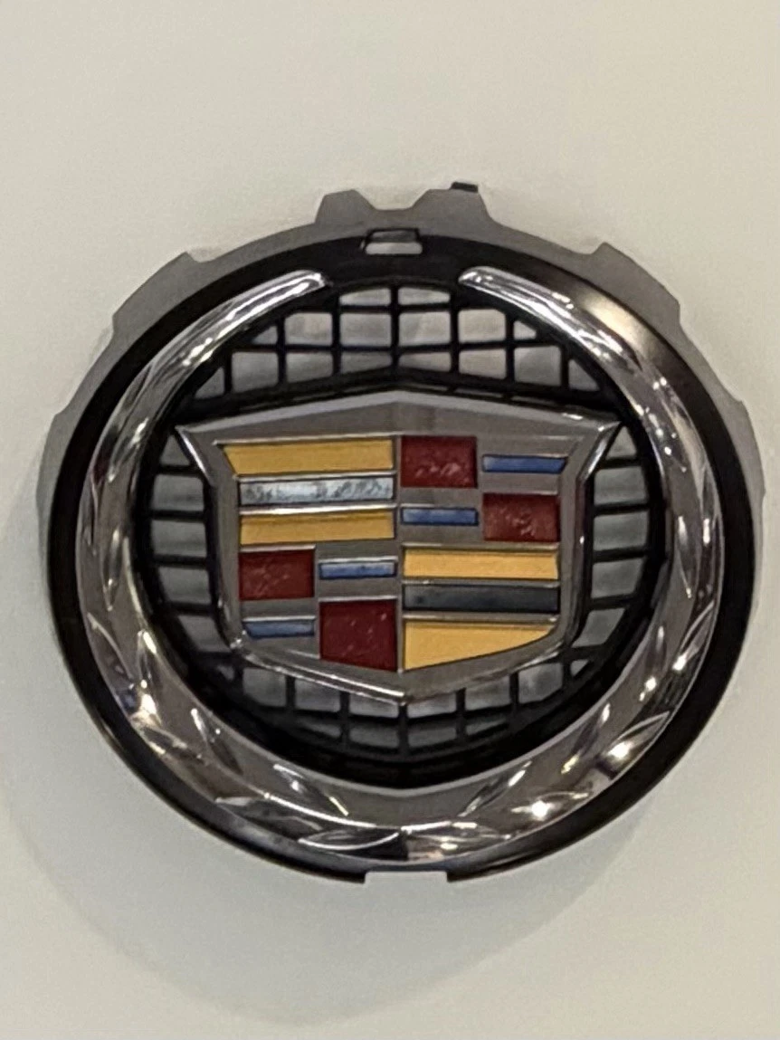Silver Cadillac Emblem Badge - 6/4 Inch - Fits Escalade, SRX, CTS (Front Or Rear Grille)