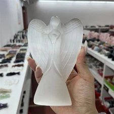 1.1LB 5.7" Natural Selenite Angel Carved Crystal Heal Reiki Quartz Decor Statue