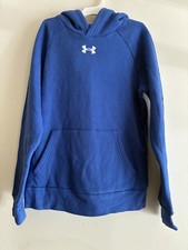 Under Armour Youth Boys Embroidered Logo Rival Fleece Long Sleeve Hoodie Blue M