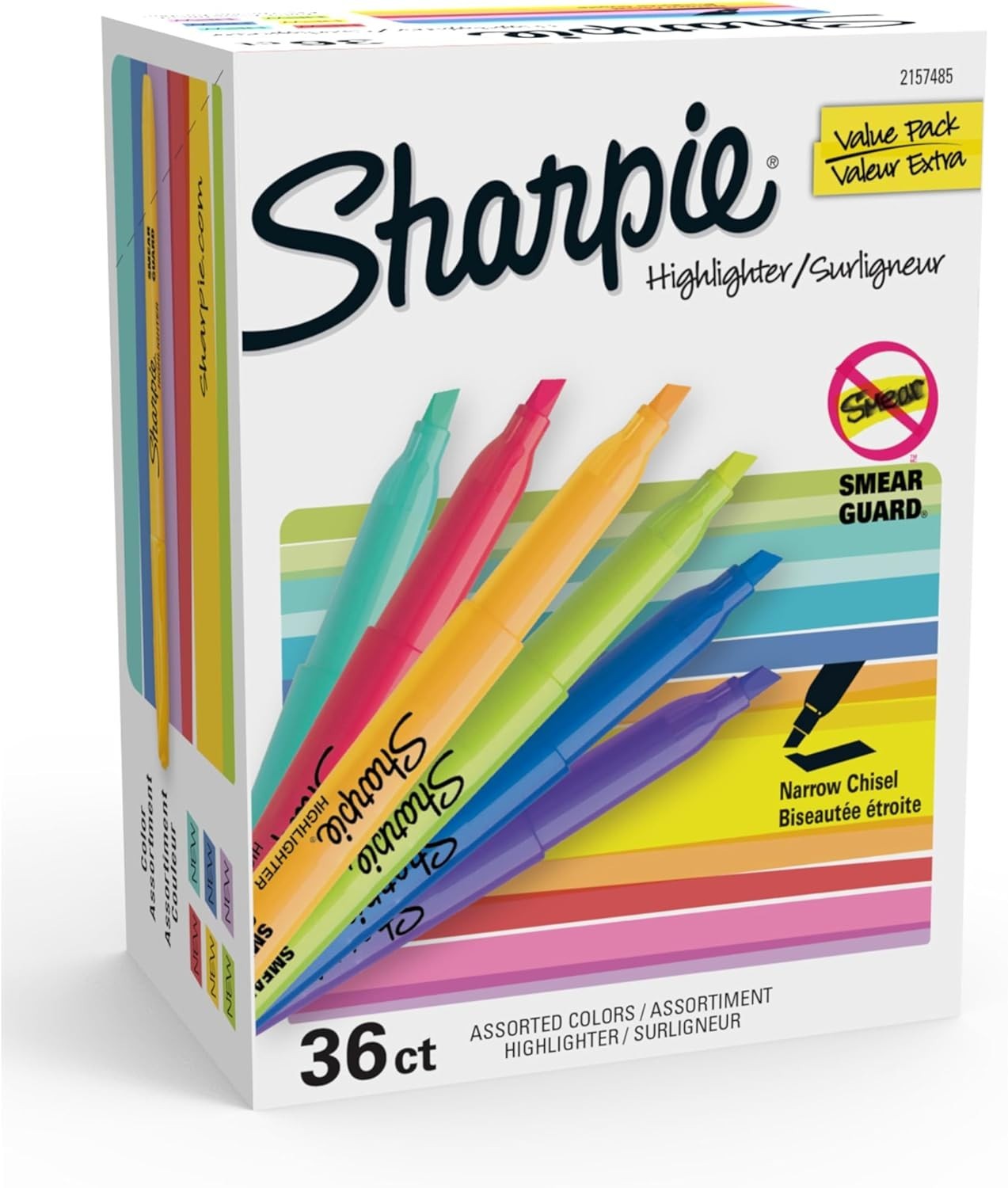 S Pack Of 36 Super Slim Bright Colors Chisel Tip Ink
