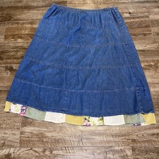 Vintage Marsh Landing Skirt Large Patchwork Maxi Granny Cottage Core Denim Jean