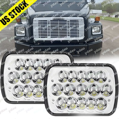 Pair For Freightliner FL50 FL60 FL70 MT35 MT45 7x6 5x7 LED Headlight Hi-Lo
