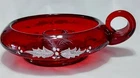 Fenton Ruby Red Candle Holder Holly Design Beautiful