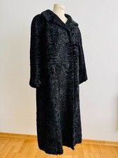 Vintage Persianer Karakul Pelzmantel schwarz lang Echtpelz Damen