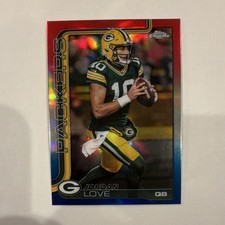 Topps 2025 Chrome Jordan Love Red Blue Refractor Packers #109 Football Card