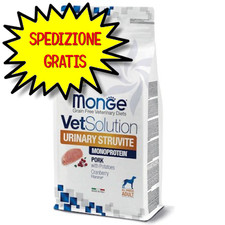 MONGE DIETA CANE VETSOLUTION URINARY STRUVITE MONOPROTEIN MAIALE E PATATE 12 KG